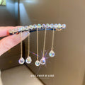 Iridescent Crystal Barrette With Five Bead And Chain Drops view 2
