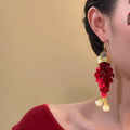 Sequin Fish Drop Earrings in Red White and Blue Colorways view 4