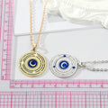 Gold and Silver Tone Blue Enamel Moon Medallion Necklaces view 5