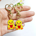 Yellow Heart-Holding Duck Charm with Gold Tone Heart Clasp view 3