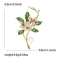 Gold Tone Flowering Branch Brooch With Green Enamel and Pearl view 6