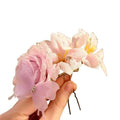 Fabric Rose Lily Purple Butterfly Hair Stick Pin Single view 5