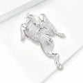 Crystal Rider on Leaping Horse Brooch in Two Metal Tones view 3