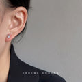 Silver Mini Rabbit Ear Clear Cubic Zirconia Stud Earrings view 2