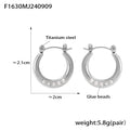 Gold Steel Open Hoop Earrings Five Pearl Beads Titanium Steel view 6