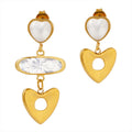 Asymmetric Heart Drop Earrings Pearl And Hollow Heart view 5