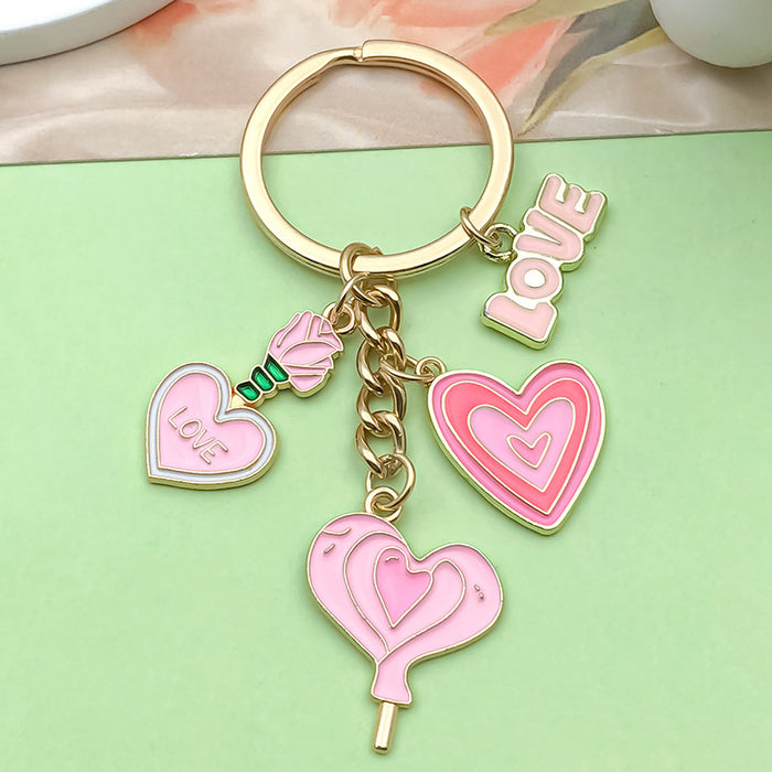 Rose and Blossom Charm Keychains in 7 Pictured Variations for Bags and Keys
