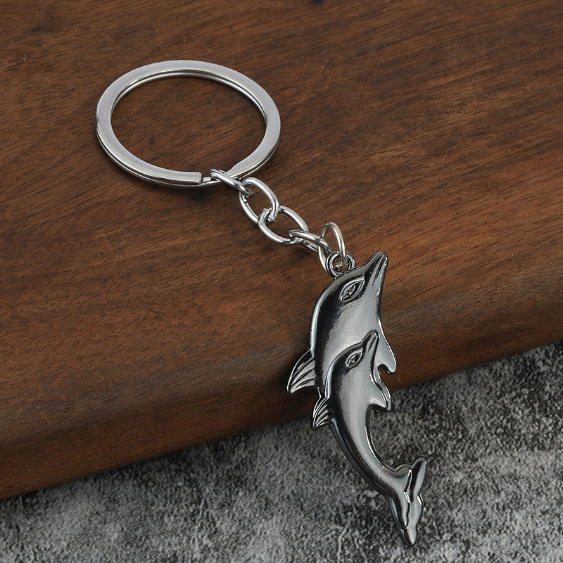 3D Dolphin Alloy Keychain, Ocean Animal Car Key Pendant Gift