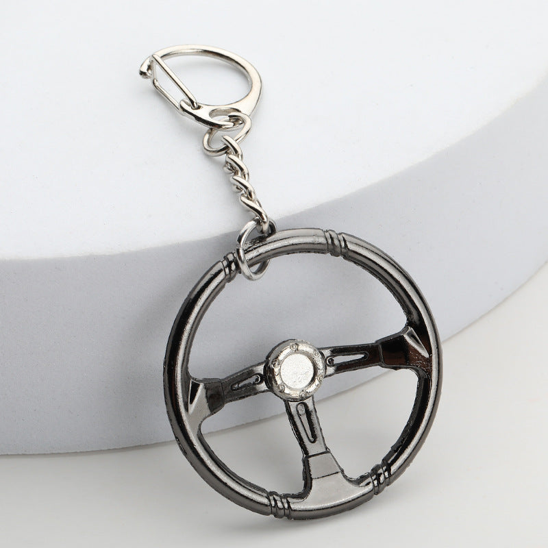 Racing Steering Wheel Metal Keychain Car Accessory Gift