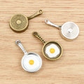 Fried Egg Frying Pan Enamel Charms in Two Antique Finishes view 4