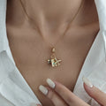 Passport Airplane and Shell Travel Charm Necklace in Gold Tone view 4
