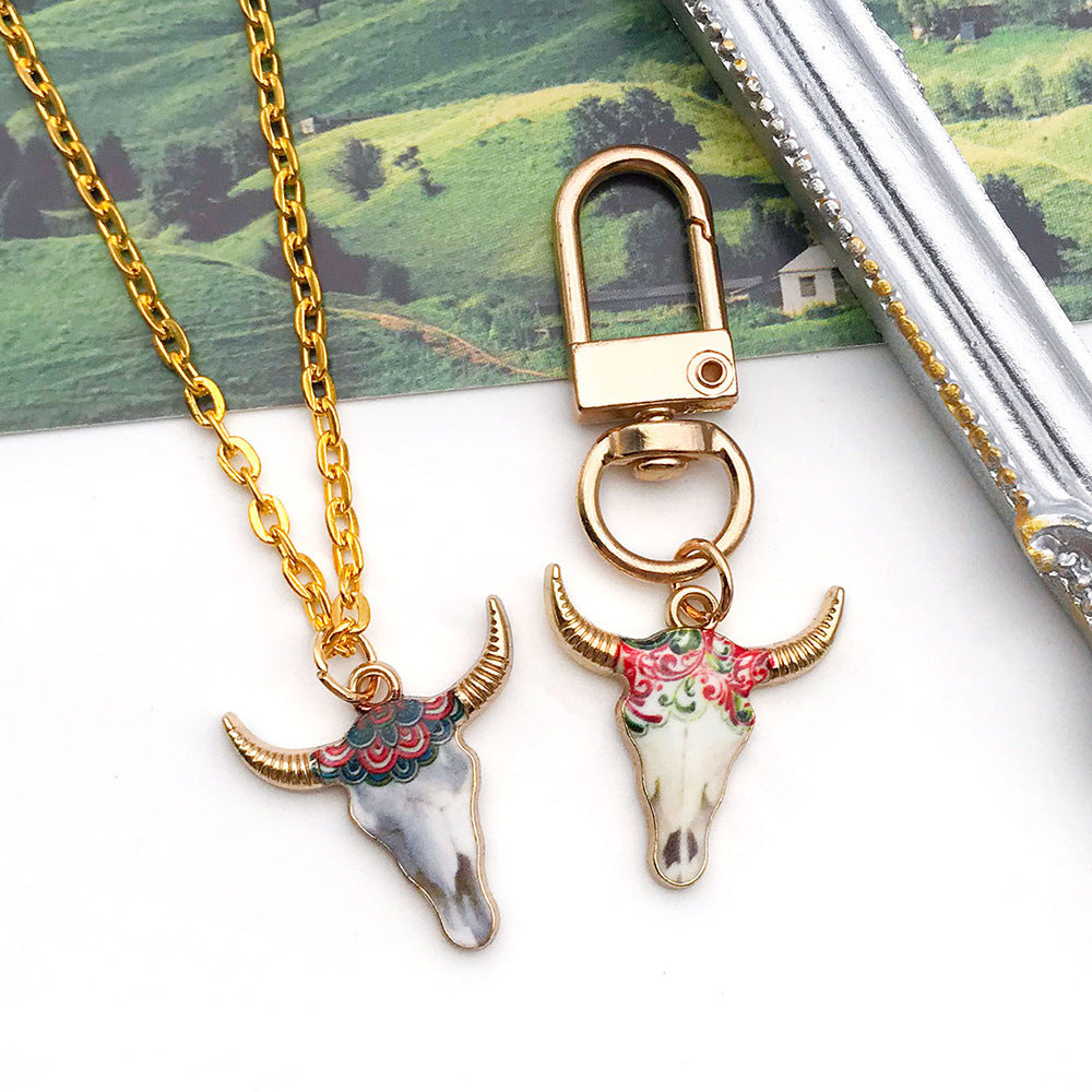 Enamel Zinc Alloy Cartoon Bull Head Animal Charm Pendant for Bracelets and Hair Accessories
