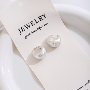 Silver Tone Molten Look Chunky Open Small Hoop Earrings
