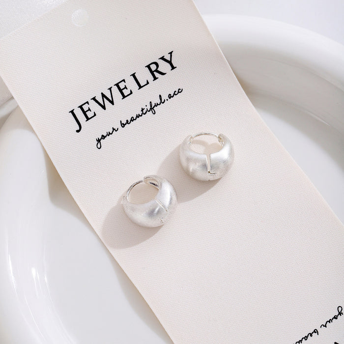 Silver Tone Molten Look Chunky Open Small Hoop Earrings