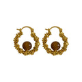 Brown Resin Textured Hoop Earrings Decorative Jewelry Design view 5