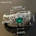 Green Cushion Stone Art Deco Extra-Wide Ring In Silver Tone view 4