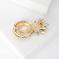 Enamel Pineapple Brooch Green Crown Amber Crystal Body Pin view 4
