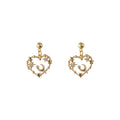 Gold Open Heart Frame Star Moon Crystal Stud Earrings view 5