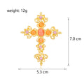 Blue Cross Crystal Two Designs Metal Brooch Pin for Jackets and Lapels view 2