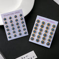 Gold Tone Stainless Steel Evil Eye Stud Earrings Pair Cards view 1