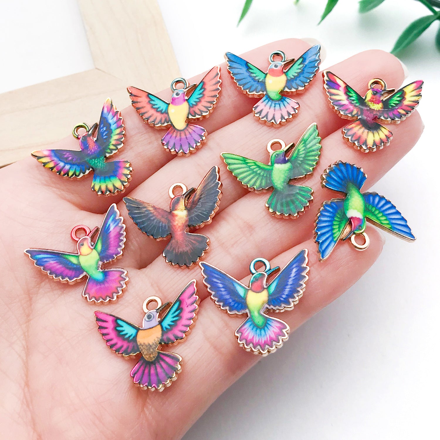 Colorful Enamel Zinc Alloy Flying Bird Charm Pendant for DIY Phone Strap Keychain Jewelry