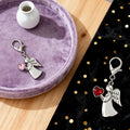 Silver Angel Heart Lobster Clasp Charm Clear Pink Red view 3