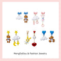 Two Mismatched Animal Heart Novelty Dangle Stud Earrings view 2