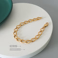 Thick Open Oval Link Chain Bracelet Gold Steel Tone view 2