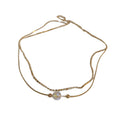 Gold Double Layer Iridescent Pearl Snake Chain Necklace view 5