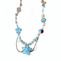 Blue Starfish Beaded Layered Necklace Fashion Jewelry view 5