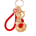 Jeweled Gourd Keychain With Blue Faceted Stones and Openwork Frame view 5