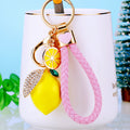 Jeweled Lemon and Citrus Keychains with Braided Wrist Loop Options view 9