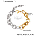 Chunky Oval Curb Chain Necklace Bracelet Gold Steel Two-Tone view 6
