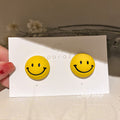 Yellow Smiley Face Round Stud Earrings Fashion Jewelry Accessories view 4