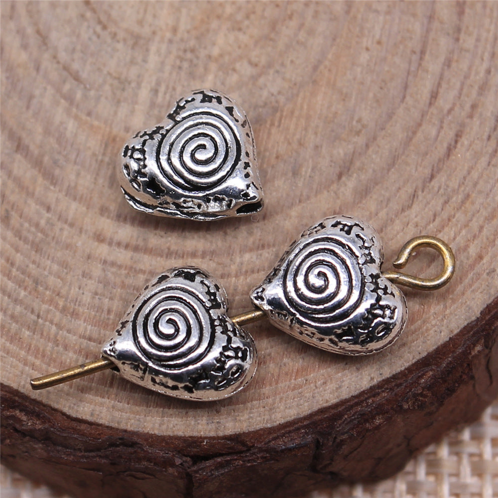 9x8mm 1.1g Antique Silver Zinc Alloy Heart Loose Metal Beads for Bracelet Necklace Jewelry Making