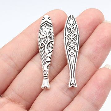 Double Sided Patterned Fish Metal Bead for Jewelry Making