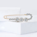 Crystal Flower Bar Safety Pin Brooch in Two Finishes view 4