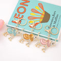 Rhinestone Walking Elephant Keychain Enamel Metal Charm view 1