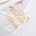 Gold Tone Wide Openwork Cuff Bracelets in Four Geometric Designs view 4