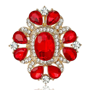 Oval Gem Small Floral Cluster Brooch in 4 Color Options