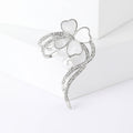 Ribbon And Clover Brooch With Pearl Accents in Two Metal Tones view 6