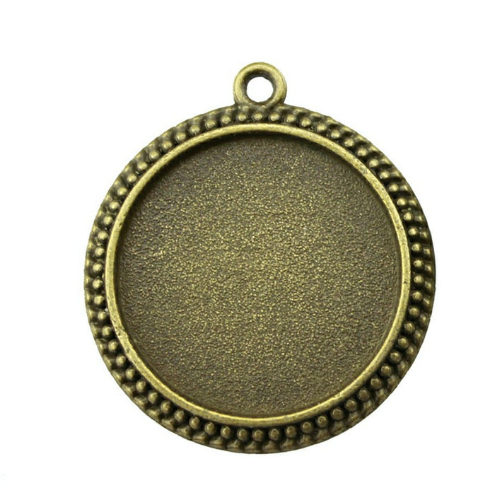 Beaded Edge Round Cabochon Pendant Trays in Two Finishes