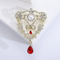 Ornate Pearl and Crystal Drop Brooch with Teardrop Dangle view 7