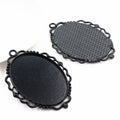 Scalloped Oval Cabochon Pendant Trays in Three Metal Finishes view 4