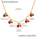 Red Cherry Charm Necklace and Bracelet in Gold Tone view 7