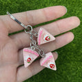 Three Charm Strawberry Layer Cake Split Ring Keychains in Five Colors view 10