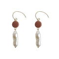 Gold Hook Earrings Terracotta Disc Baroque Stick Pearl view 5