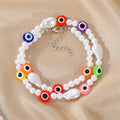 Faux Pearl and Colored Evil Eye Necklaces in Seven Colors view 4