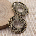 Floral Openwork Round Frame Pendant Jewelry Making Component view 2