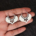 Openwork Fan Hoop Drop Earrings in Antiqued Silver Tone view 5